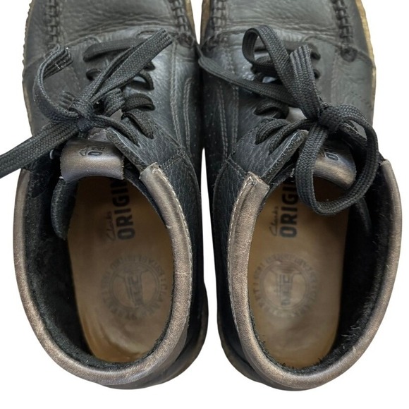 Clarks Original Mocassin Chukka Boot Natural Crepe Sole Sz 9.5 Black Leather - Picture 7 of 9